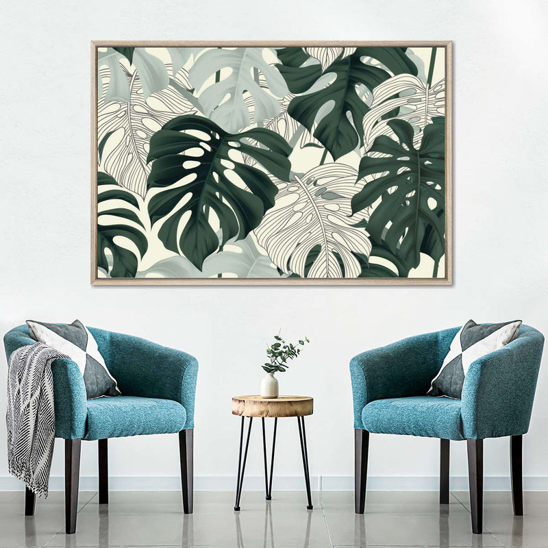 Jungle Monstera Leaves Wall Art