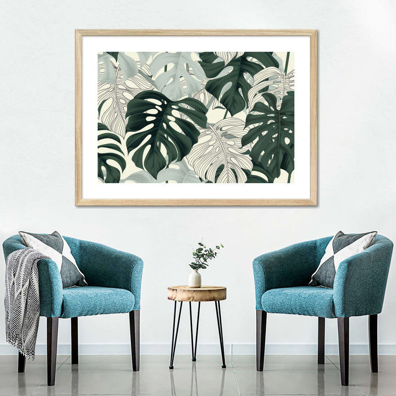 Jungle Monstera Leaves Wall Art