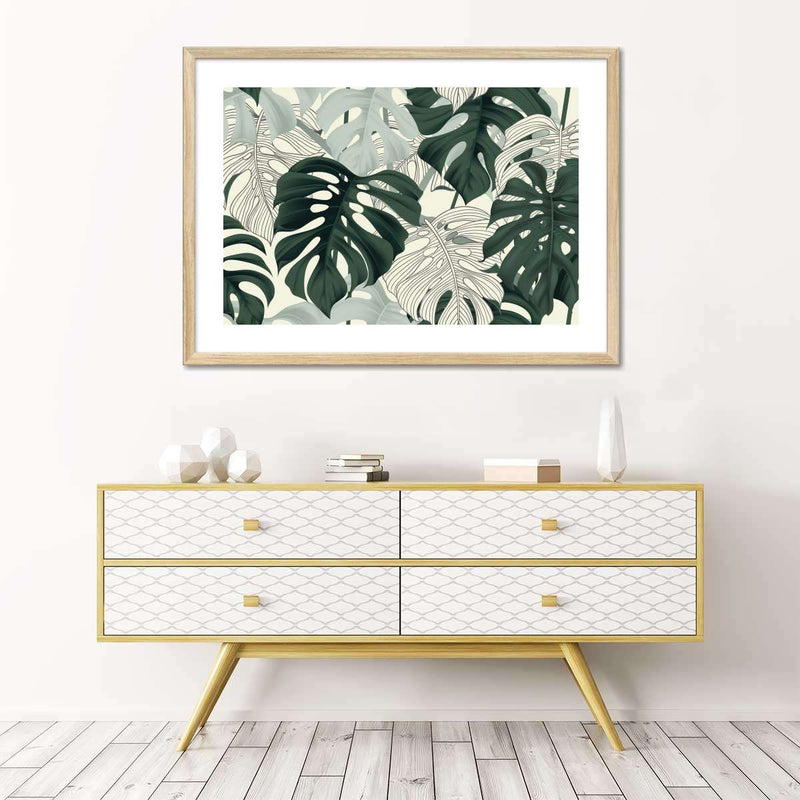 Jungle Monstera Leaves Wall Art