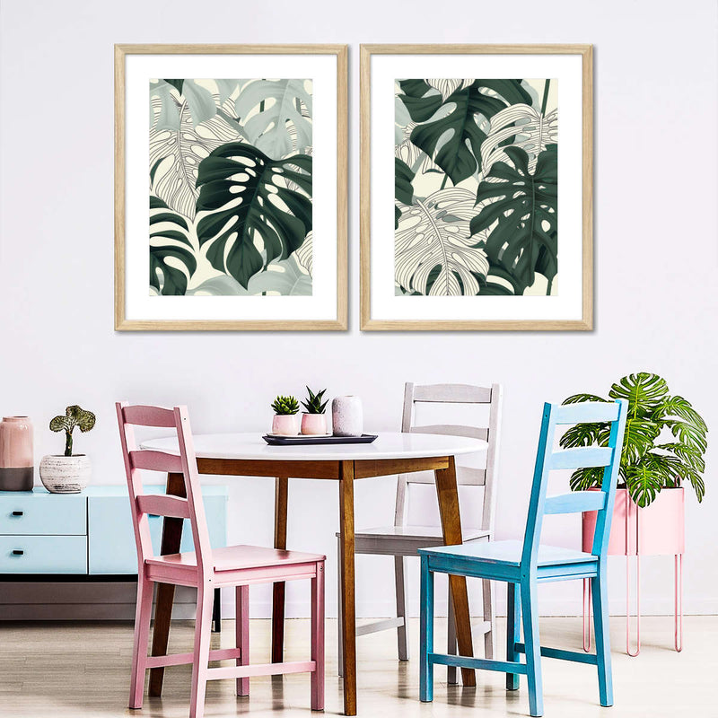 Jungle Monstera Leaves Wall Art
