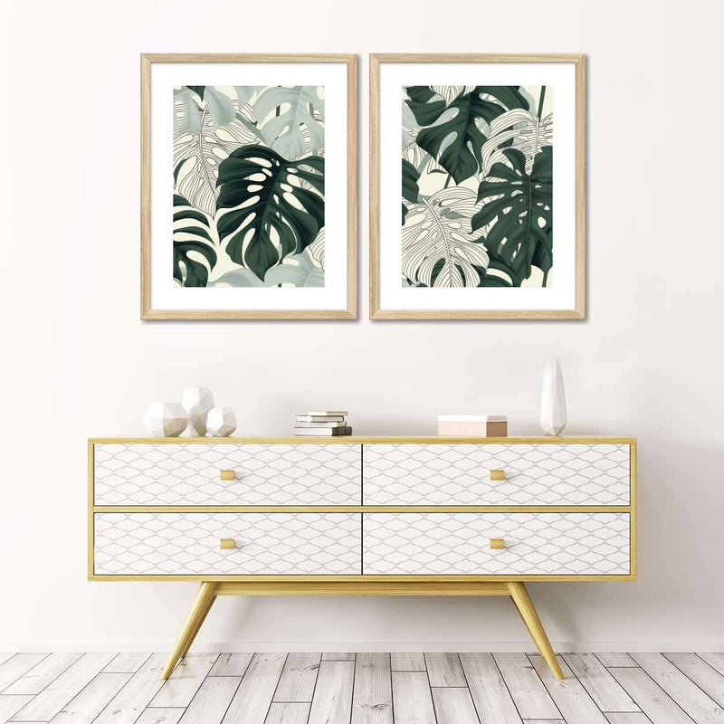 Jungle Monstera Leaves Wall Art
