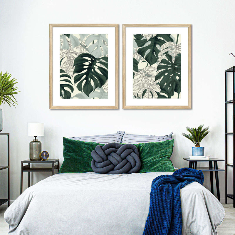 Jungle Monstera Leaves Wall Art