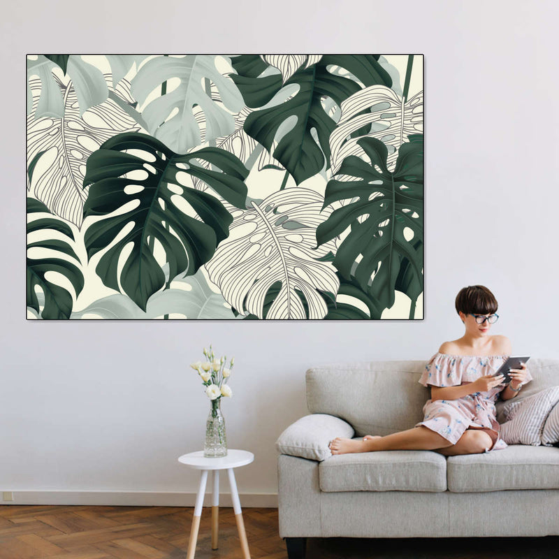 Jungle Monstera Leaves Wall Art