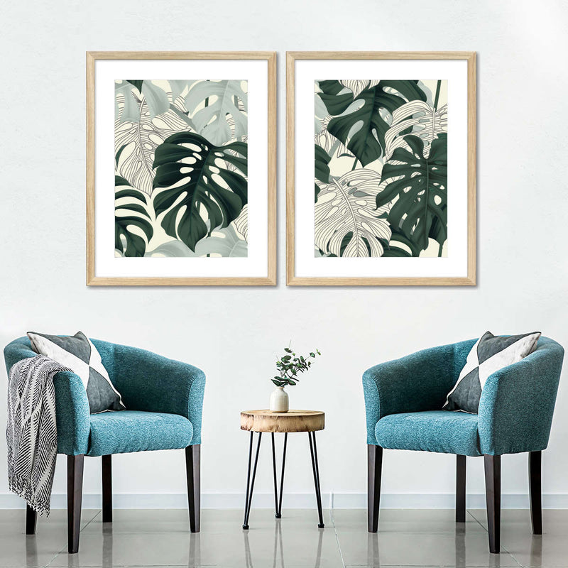 Jungle Monstera Leaves Wall Art