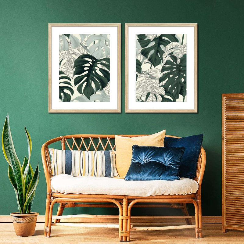 Jungle Monstera Leaves Wall Art