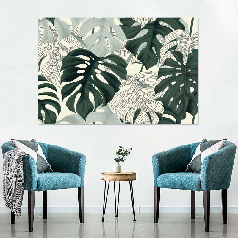 Jungle Monstera Leaves Wall Art