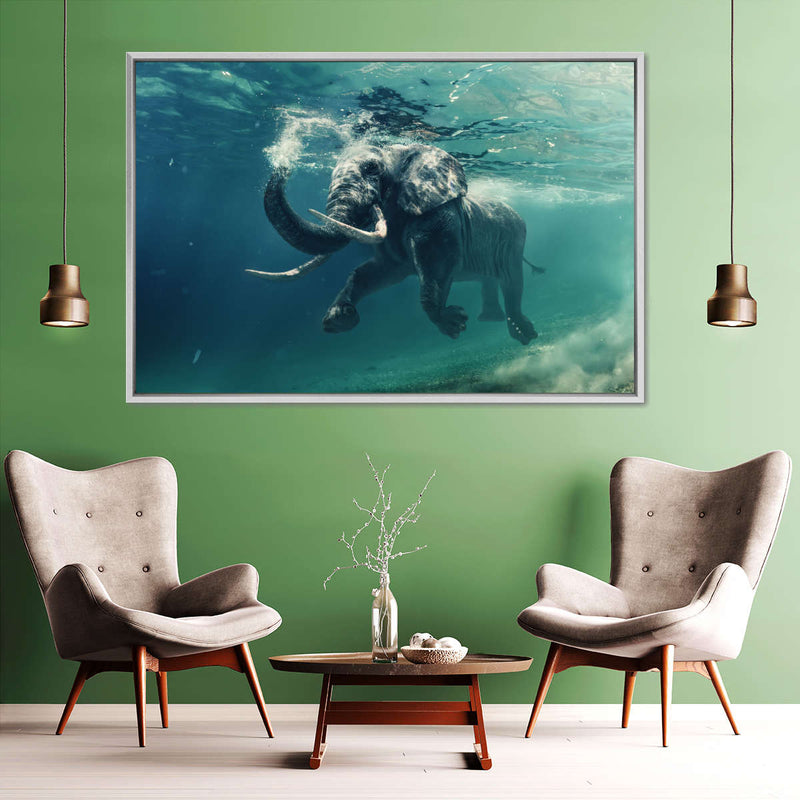 Swimming Elephant Wall Art