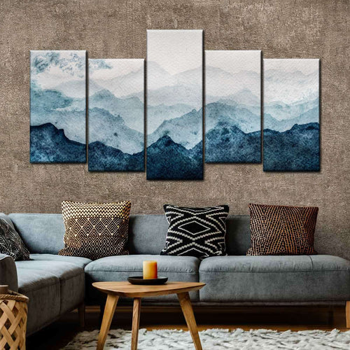 Japanese Mountain Landscape Abstract Wall Art