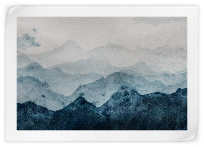 Japanese Mountain Landscape Abstract Wall Art