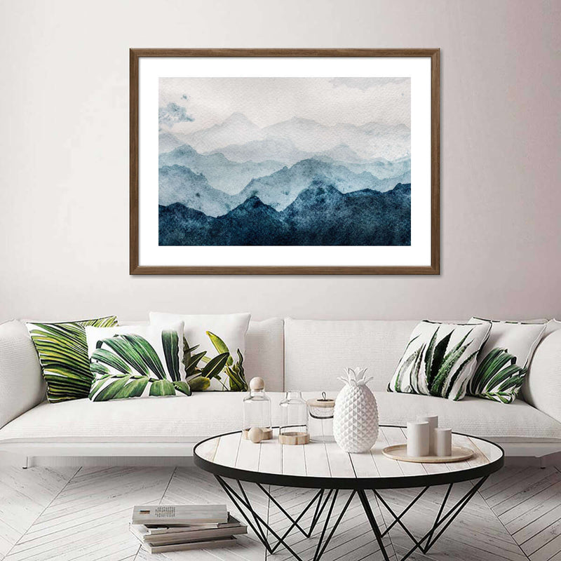 Japanese Mountain Landscape Abstract Wall Art