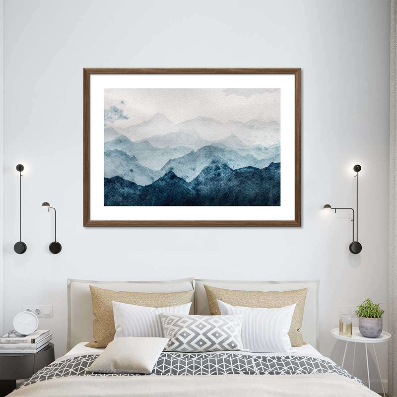 Japanese Mountain Landscape Abstract Wall Art