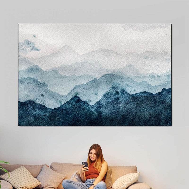 Japanese Mountain Landscape Abstract Wall Art