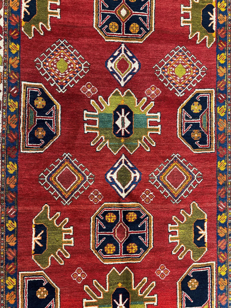 Hand-Knotted Persian Meshgin Wool Rug – 5’ x 11’ – Vintage Tribal Masterpiece