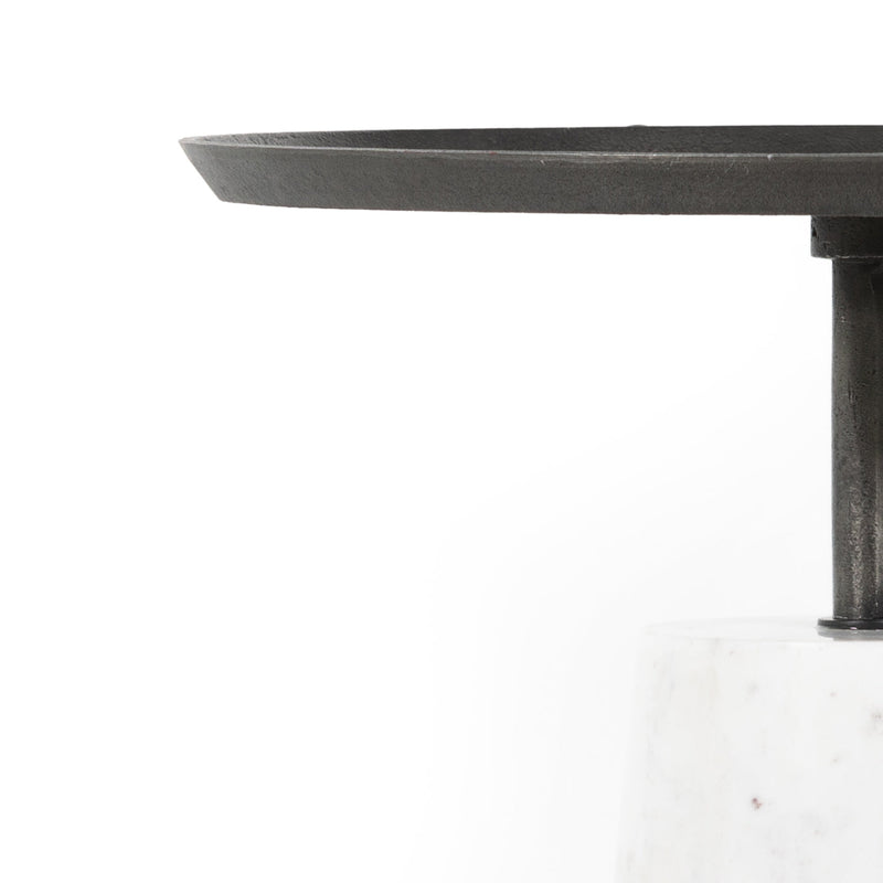 Cronos End Table - Polished White Marble | ready to ship!