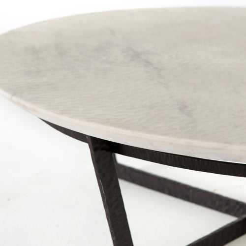 Felix Round Coffee Table - Sandblasted White Marble | ready to ship!