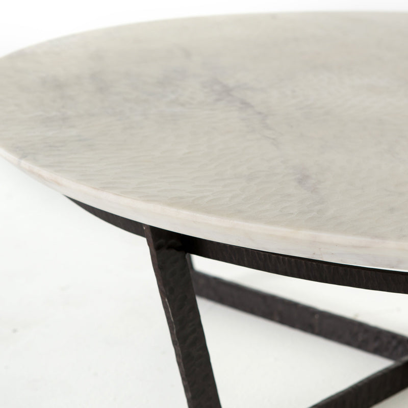 Felix Round Coffee Table - Sandblasted White Marble | ready to ship!