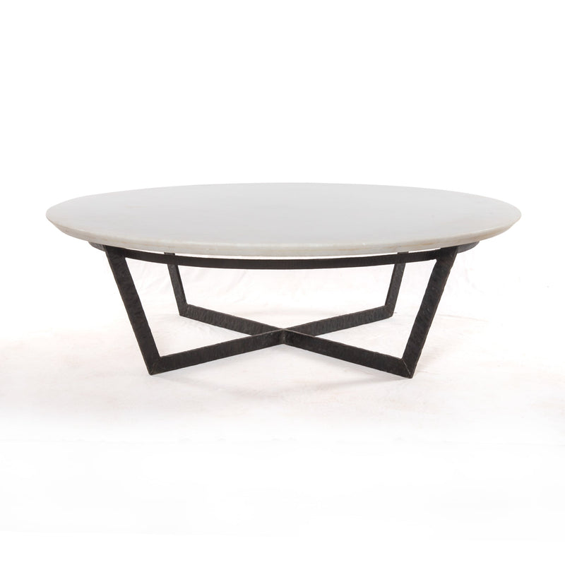 Felix Round Coffee Table - Sandblasted White Marble | ready to ship!