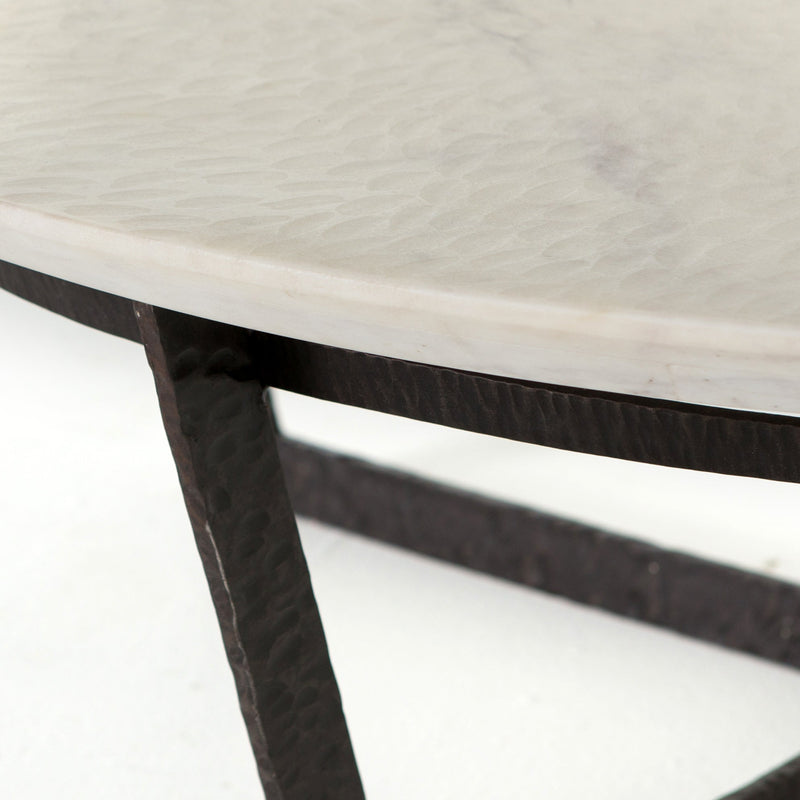 Felix Round Coffee Table - Sandblasted White Marble | ready to ship!