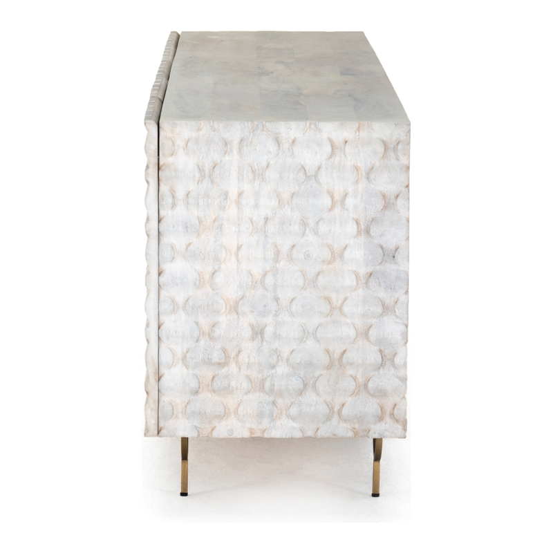 Rio Media Console - Round Cut White Wash | ready to ship!