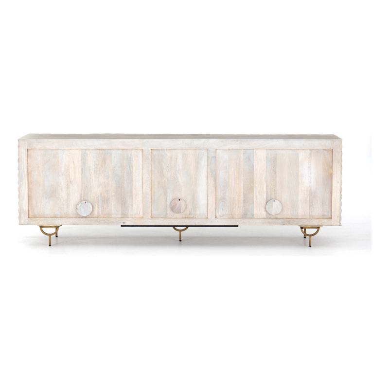 Rio Media Console - Round Cut White Wash | ready to ship!
