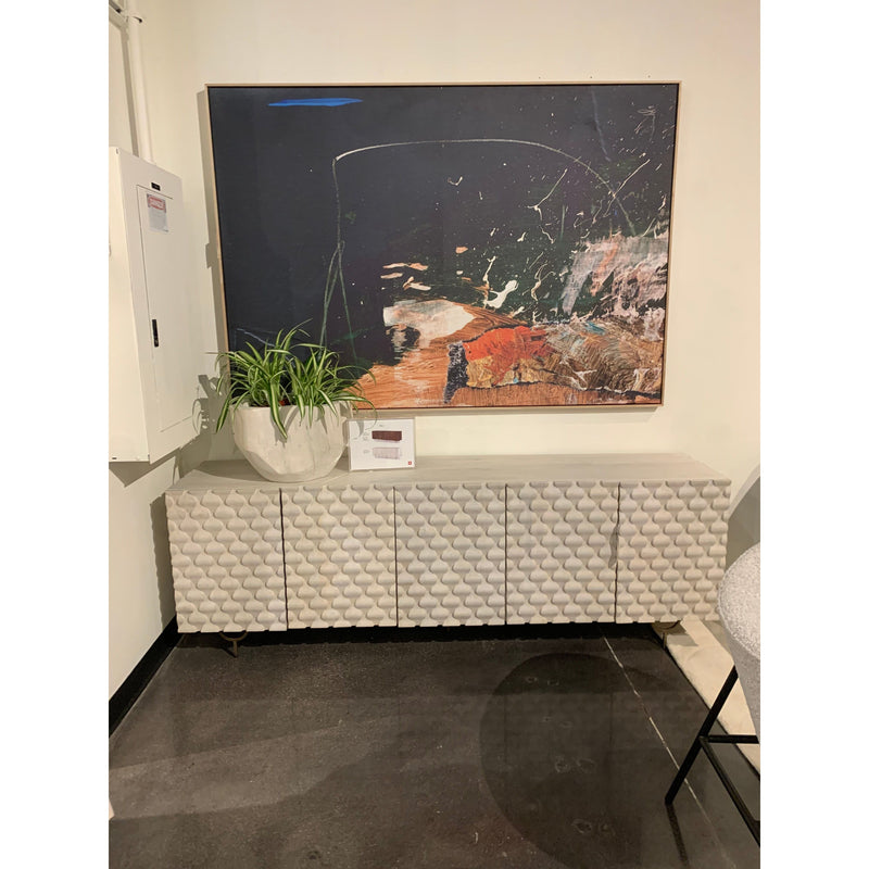Rio Media Console - Round Cut White Wash | ready to ship!
