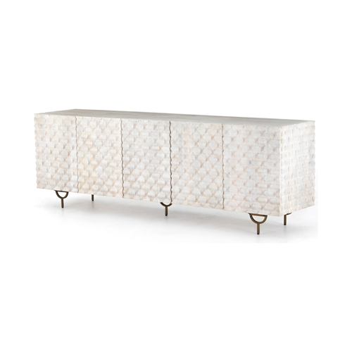 Rio Media Console - Round Cut White Wash | ready to ship!