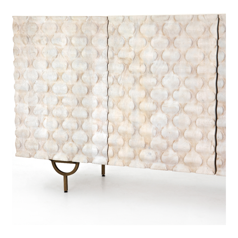 Rio Media Console - Round Cut White Wash | ready to ship!