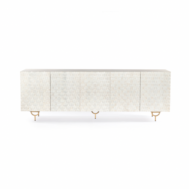 Rio Media Console - Round Cut White Wash | ready to ship!