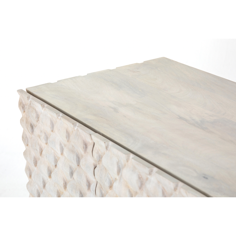 Rio Media Console - Round Cut White Wash | ready to ship!