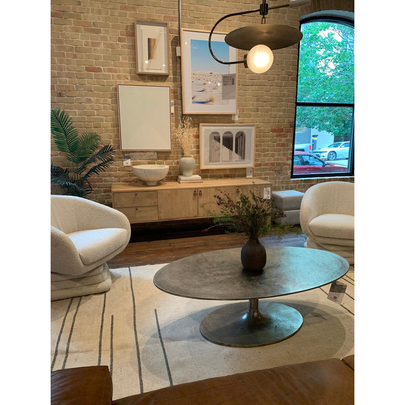 Simone Coffee Table - Antique Nickel | shipping 8/10/2025
