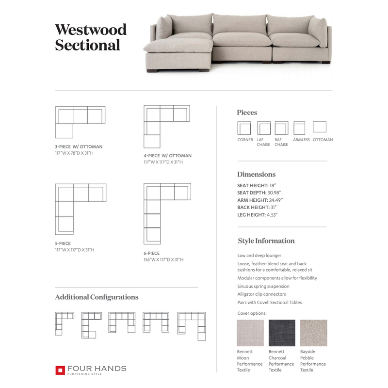 Westwood Sectional Pieces - Bennett Moon