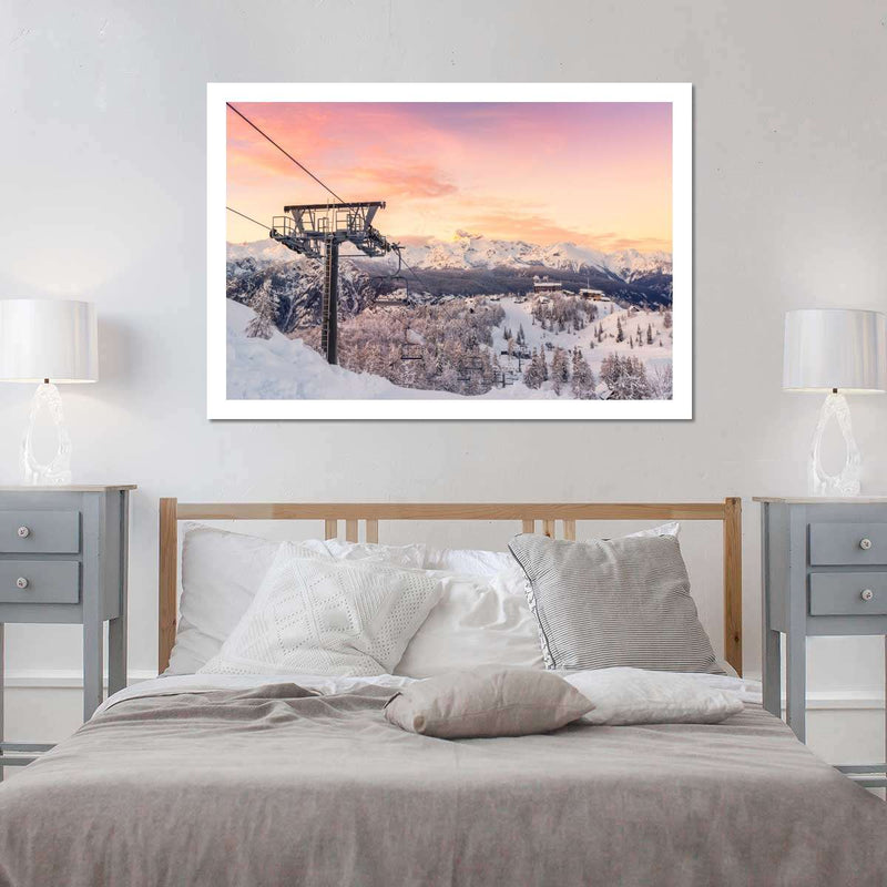 Skiing On Snowy Mountain Wall Art