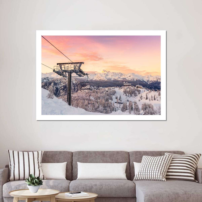 Skiing On Snowy Mountain Wall Art