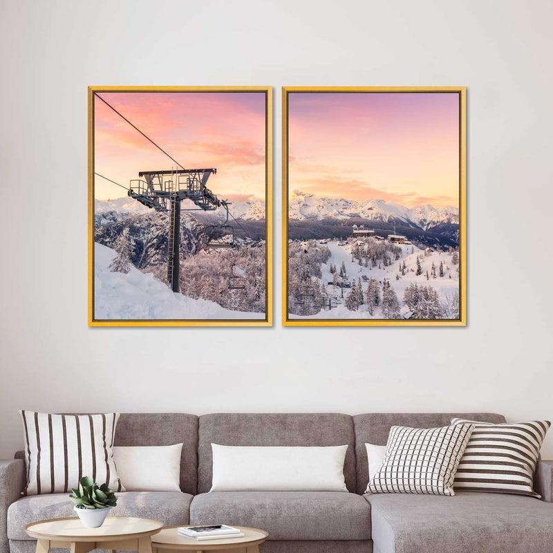 Skiing On Snowy Mountain Wall Art