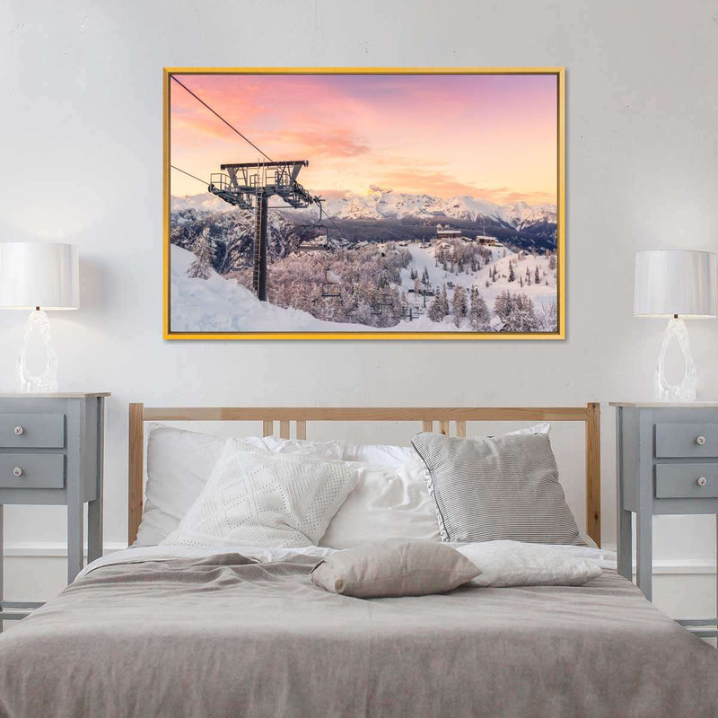 Skiing On Snowy Mountain Wall Art