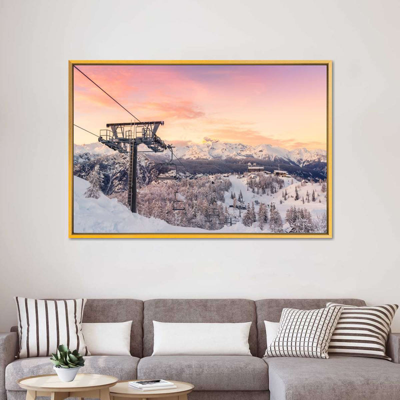 Skiing On Snowy Mountain Wall Art