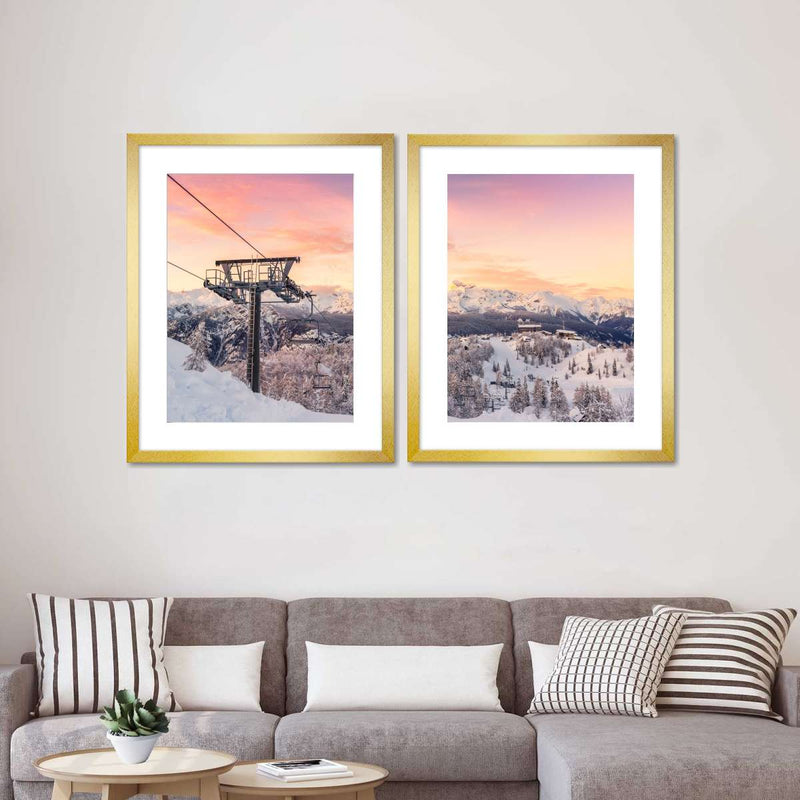 Skiing On Snowy Mountain Wall Art