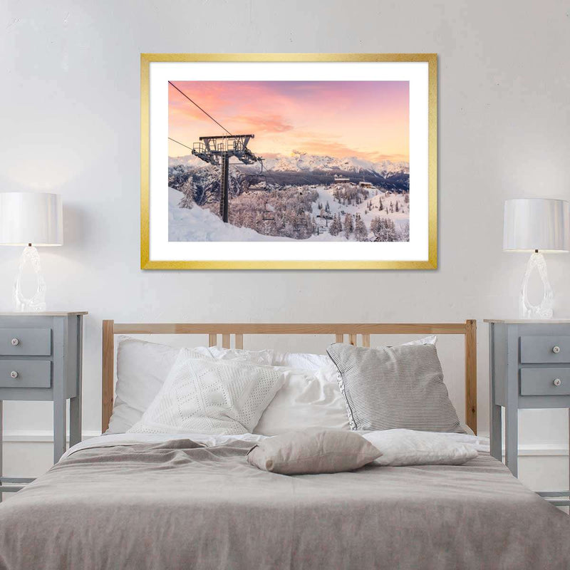Skiing On Snowy Mountain Wall Art