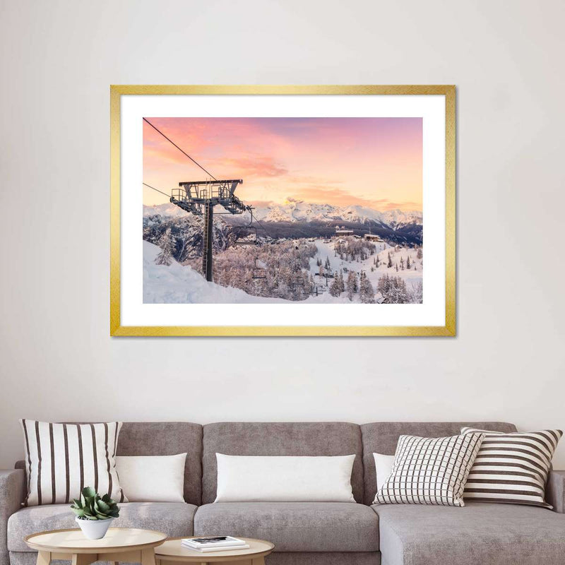 Skiing On Snowy Mountain Wall Art
