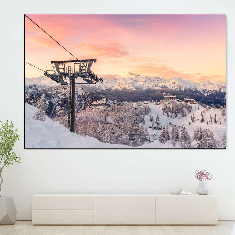 Skiing On Snowy Mountain Wall Art