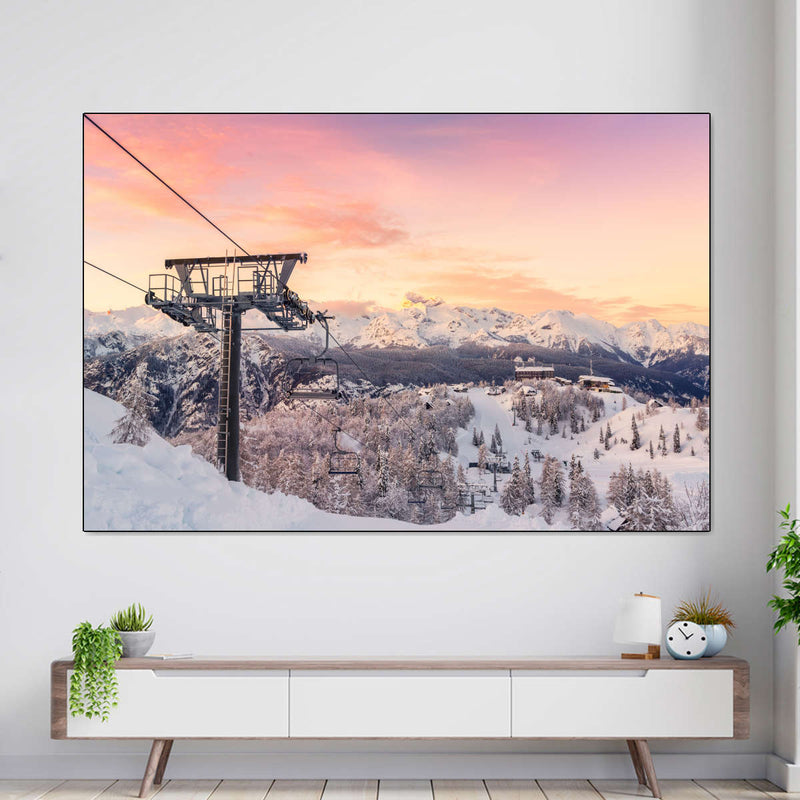 Skiing On Snowy Mountain Wall Art