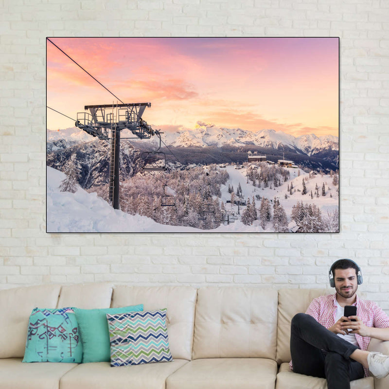 Skiing On Snowy Mountain Wall Art