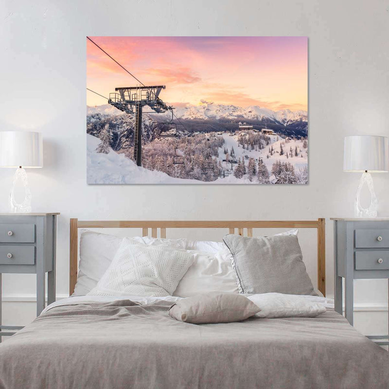Skiing On Snowy Mountain Wall Art