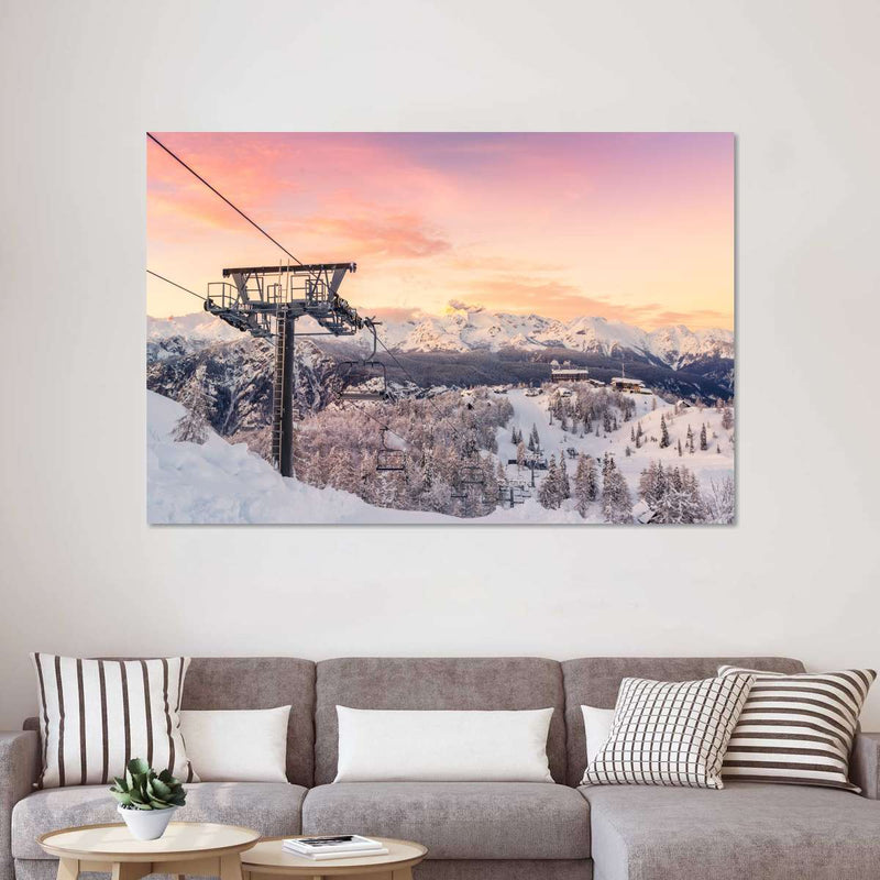 Skiing On Snowy Mountain Wall Art