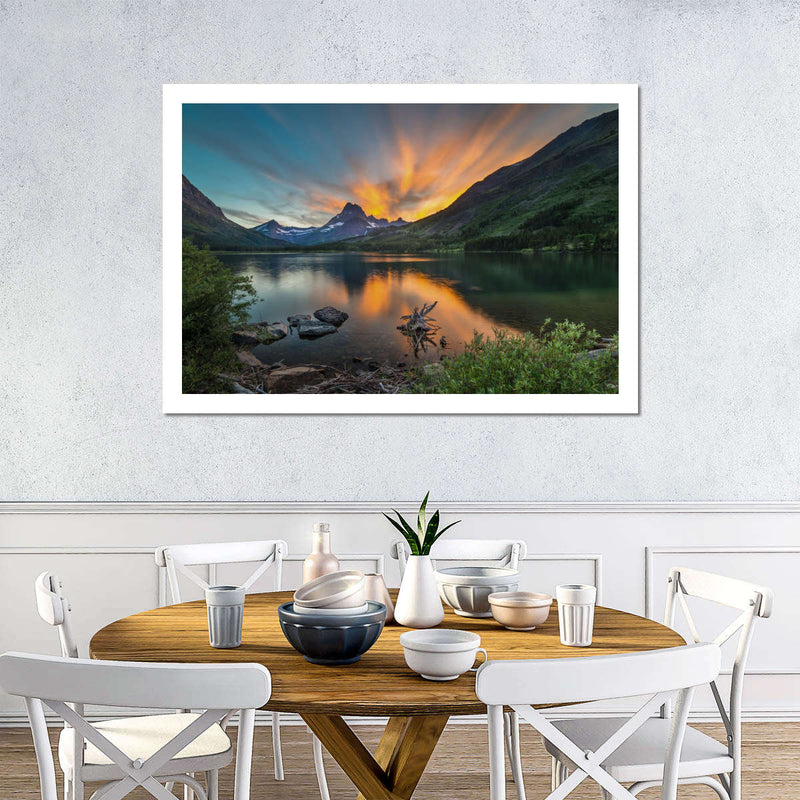 Swiftcurrent Sunset Lake Wall Art