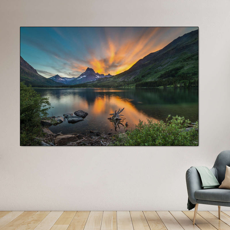 Swiftcurrent Sunset Lake Wall Art