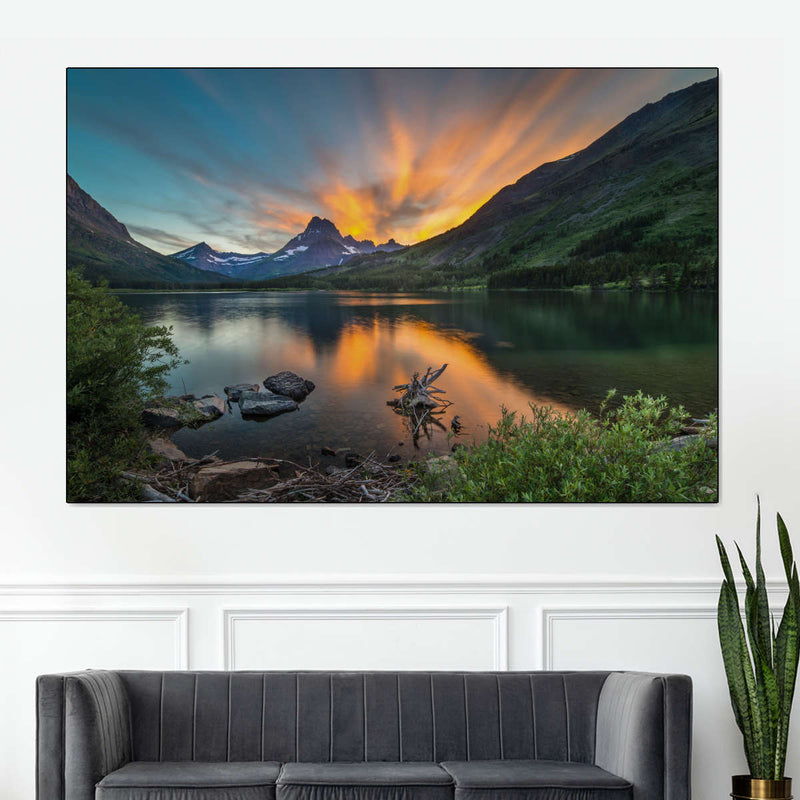 Swiftcurrent Sunset Lake Wall Art