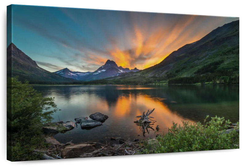Swiftcurrent Sunset Lake Wall Art
