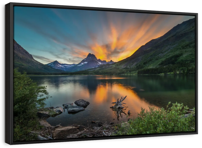 Swiftcurrent Sunset Lake Wall Art
