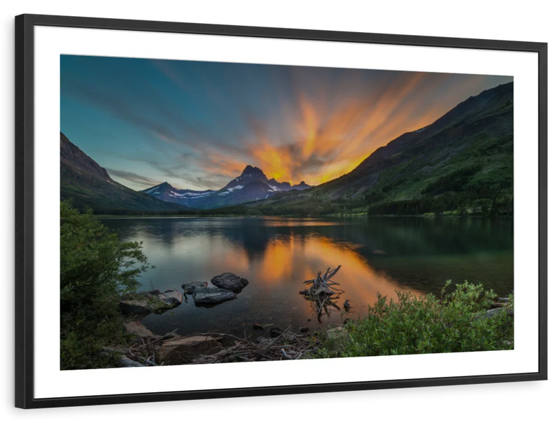 Swiftcurrent Sunset Lake Wall Art